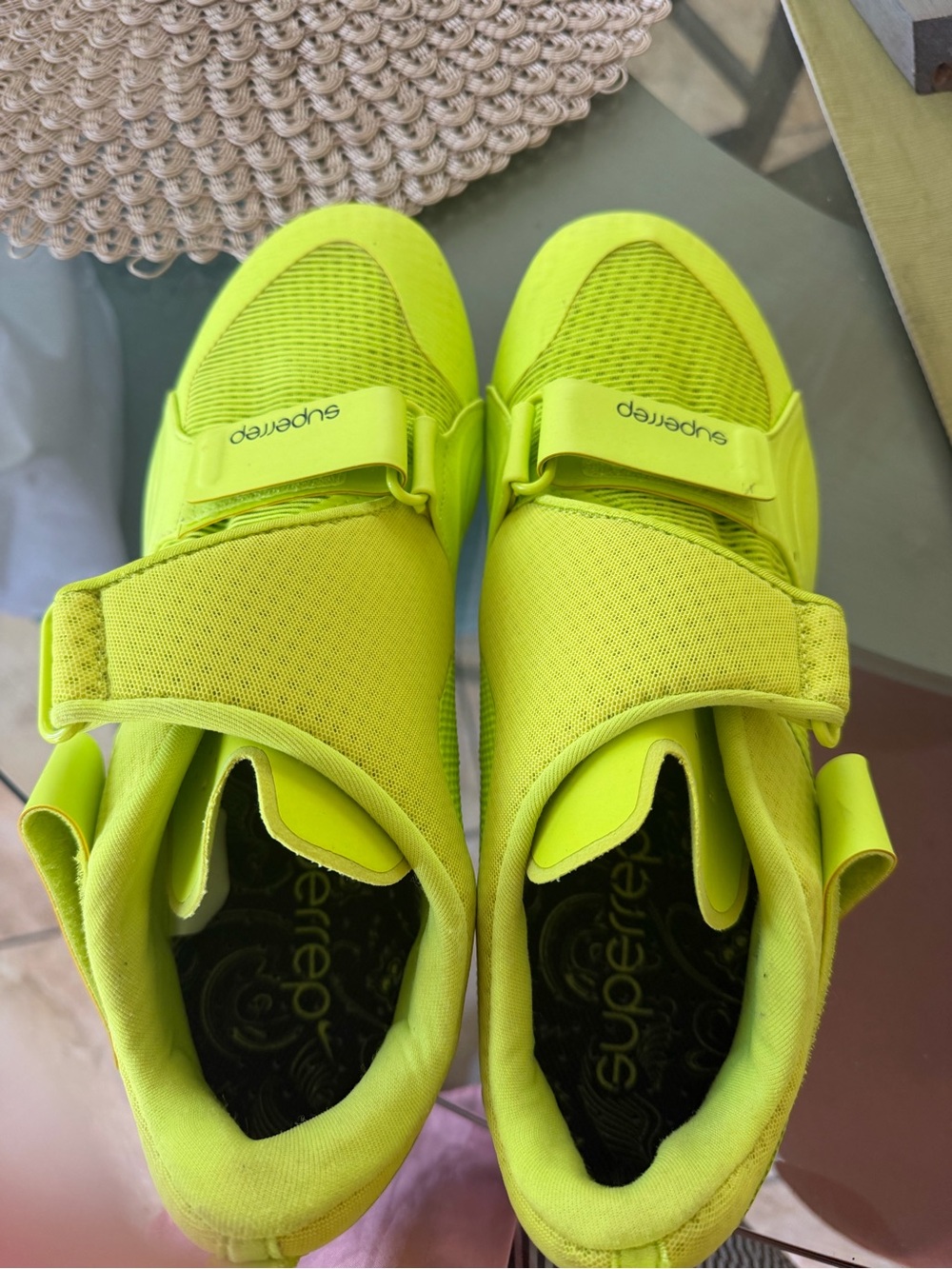 Nike men Neon Yellow Slip-On Sneakers with Hook-and-Loop Strap